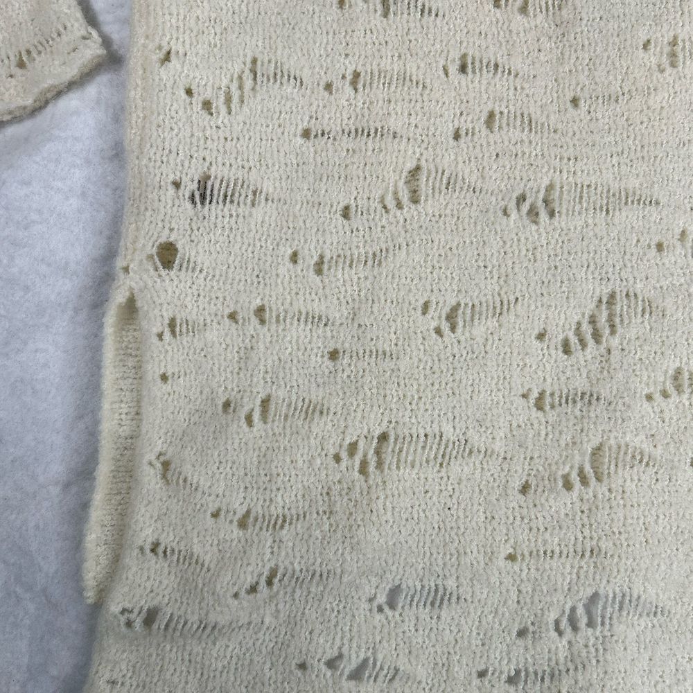 Free People Sweater Dress Tunic Womens Sz M Ivory Distressed Open Knit Bohemian - Picture 10 of 16